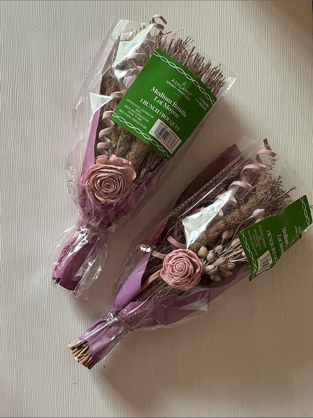 Ashland Michaels Medium Dried Floral Bouquet Bundle Sola Wood Rose -set 2